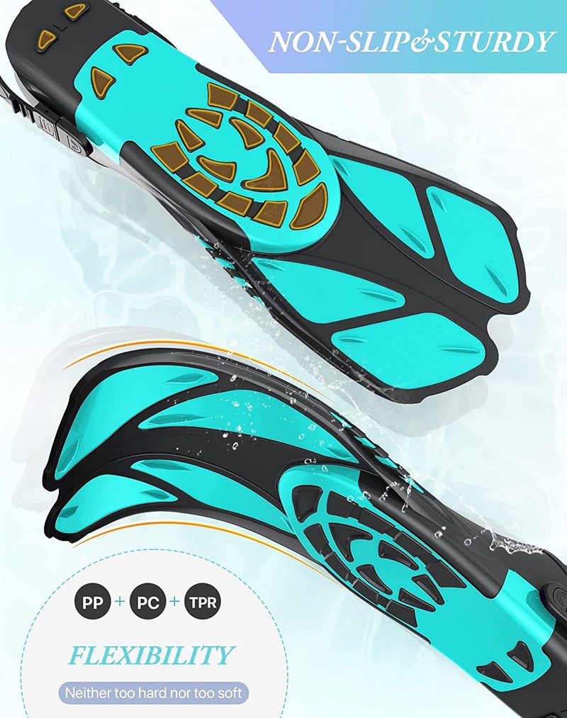 Greatever Snorkel Fins Adjustable Buckles Open Heel Swim Flippers Travel Size Short Swim Fins for Snorkeling Diving Swimming Adult Men Womens - Image 3